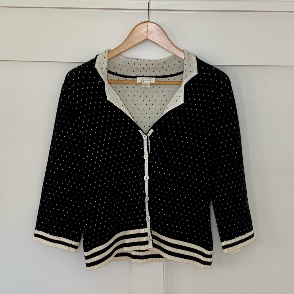 Christopher & Banks cotton, black and white cardigan